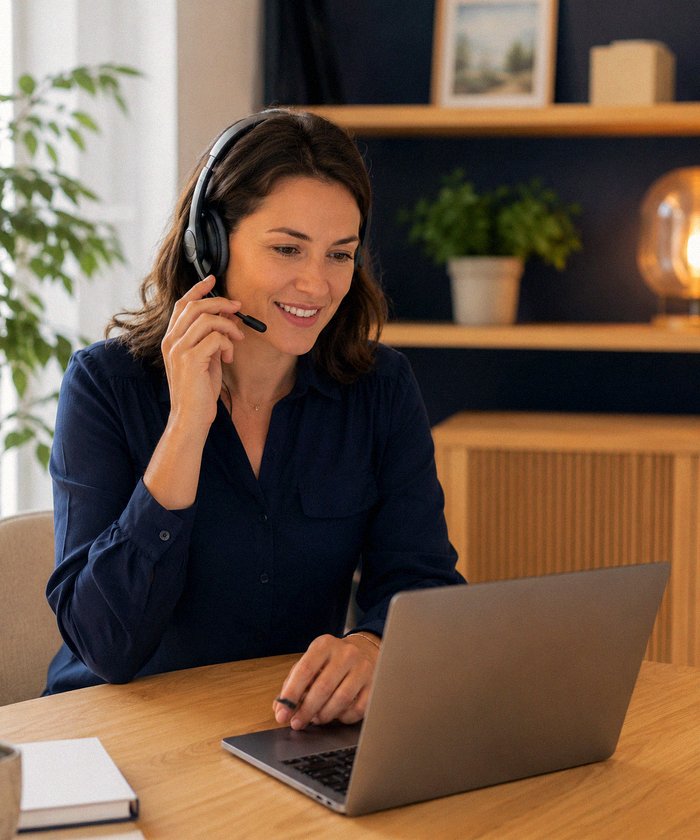 Conseillère Logement Express au téléphone